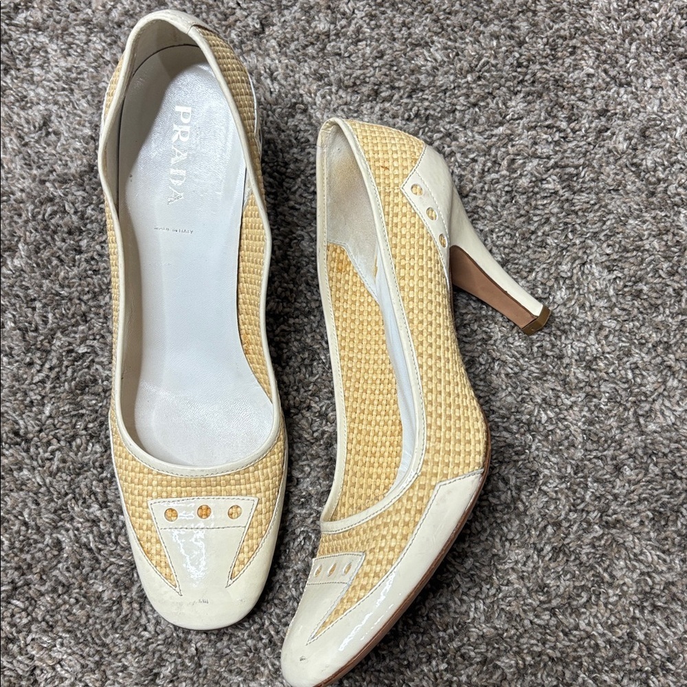 PRADA woven rattan heels designer pumps Sz 40 - Picture 3 of 12
